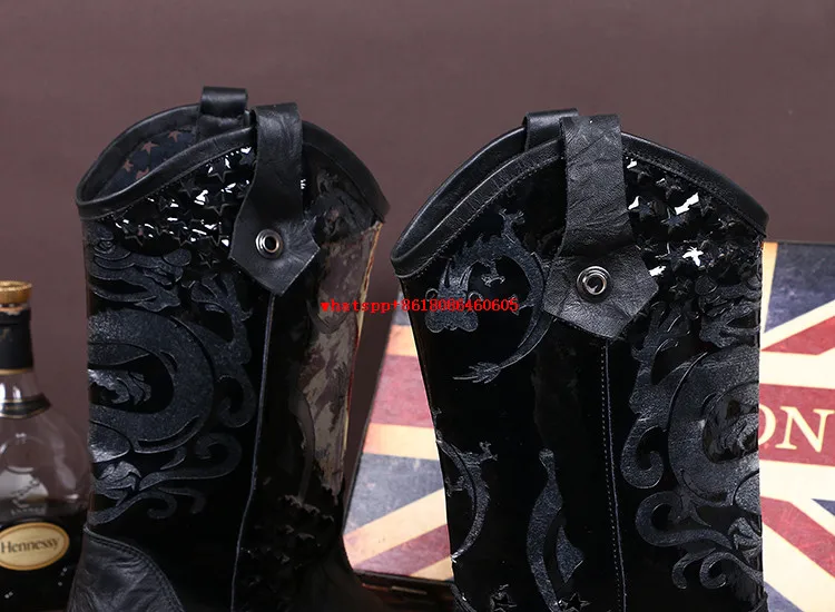 Роскошные ковбойские ботинки на высоком каблуке с острым носком и вышивкой