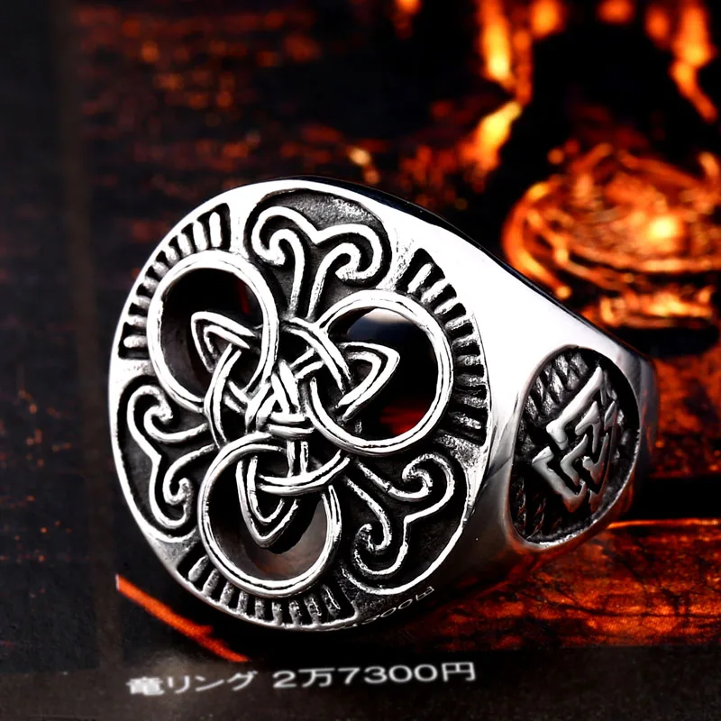 Байер 316L Нержавеющая сталь Viking треугольный Для мужчин кольцо из нержавеющей