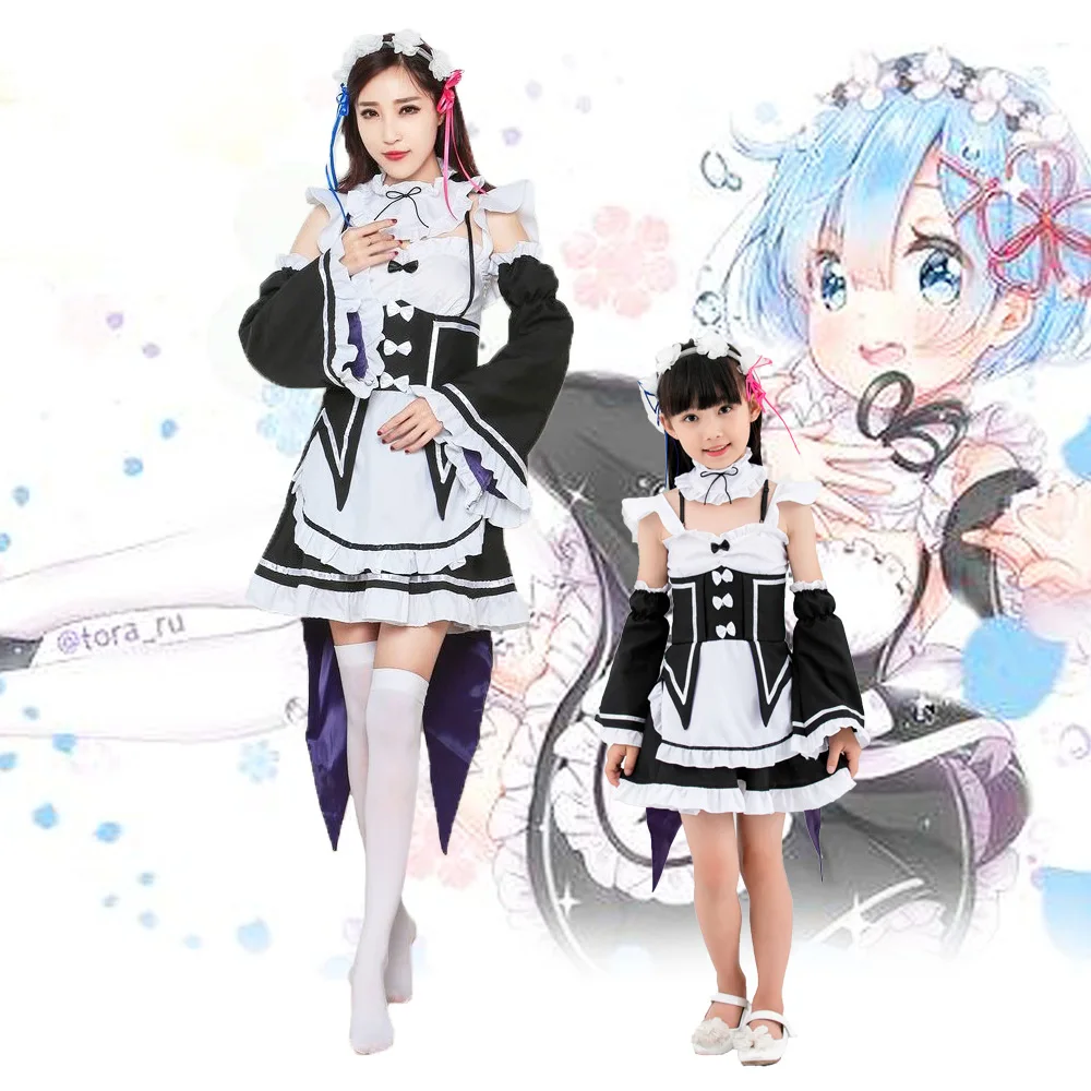Re: zero Ram Rem косплей платье костюмы парики горничной костюм на Хэллоуин Re жизнь в