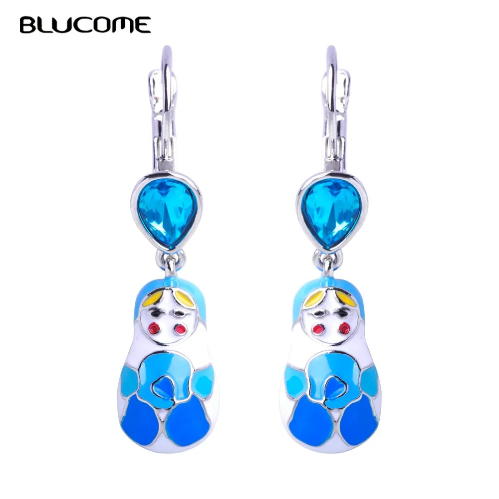 Blucome Brand New Russia Matryoshka Doll Drop Earrings For Women Girls Blue Enamel Long Dangle Earrings Gold Jewelry Max Brinco 
Blucome Brand New Russia Matryoshka Doll Drop Earrings For Women Girls Blue Enamel Long Dangle Earrings Gold Jewelry Max Brinco