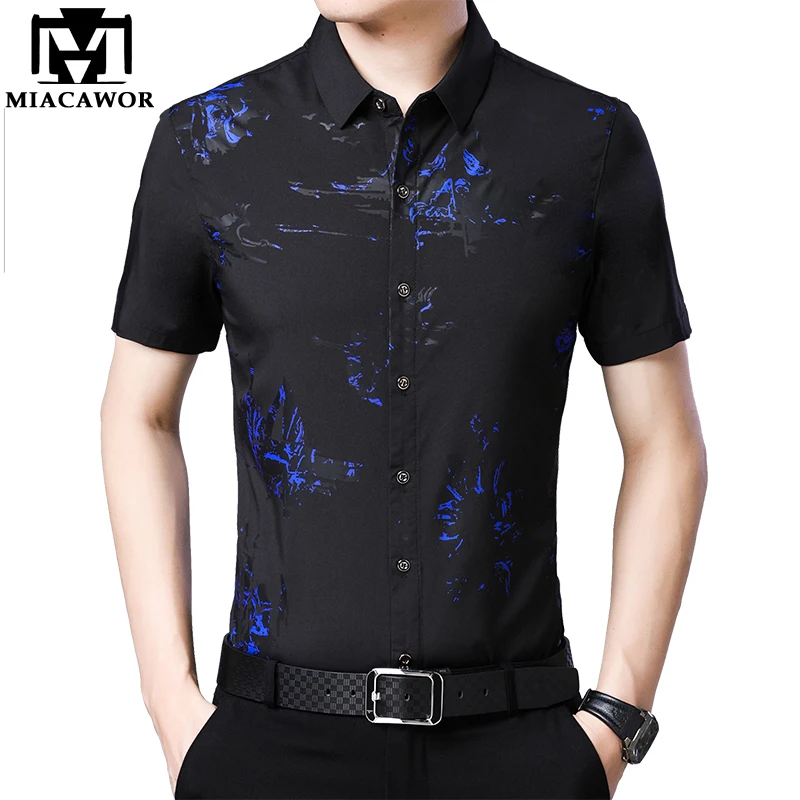 MIACAWOR New Summer Short Sleeve Shirt Men Fashion Print Dress Shirt Slim Fit Casual Shirts Camisa Masculina Men Clothes C499
MIACAWOR New Summer Short Sleeve Shirt Men Fashion Print Dress Shirt Slim Fit Casual Shirts Camisa Masculina Men Clothes C499