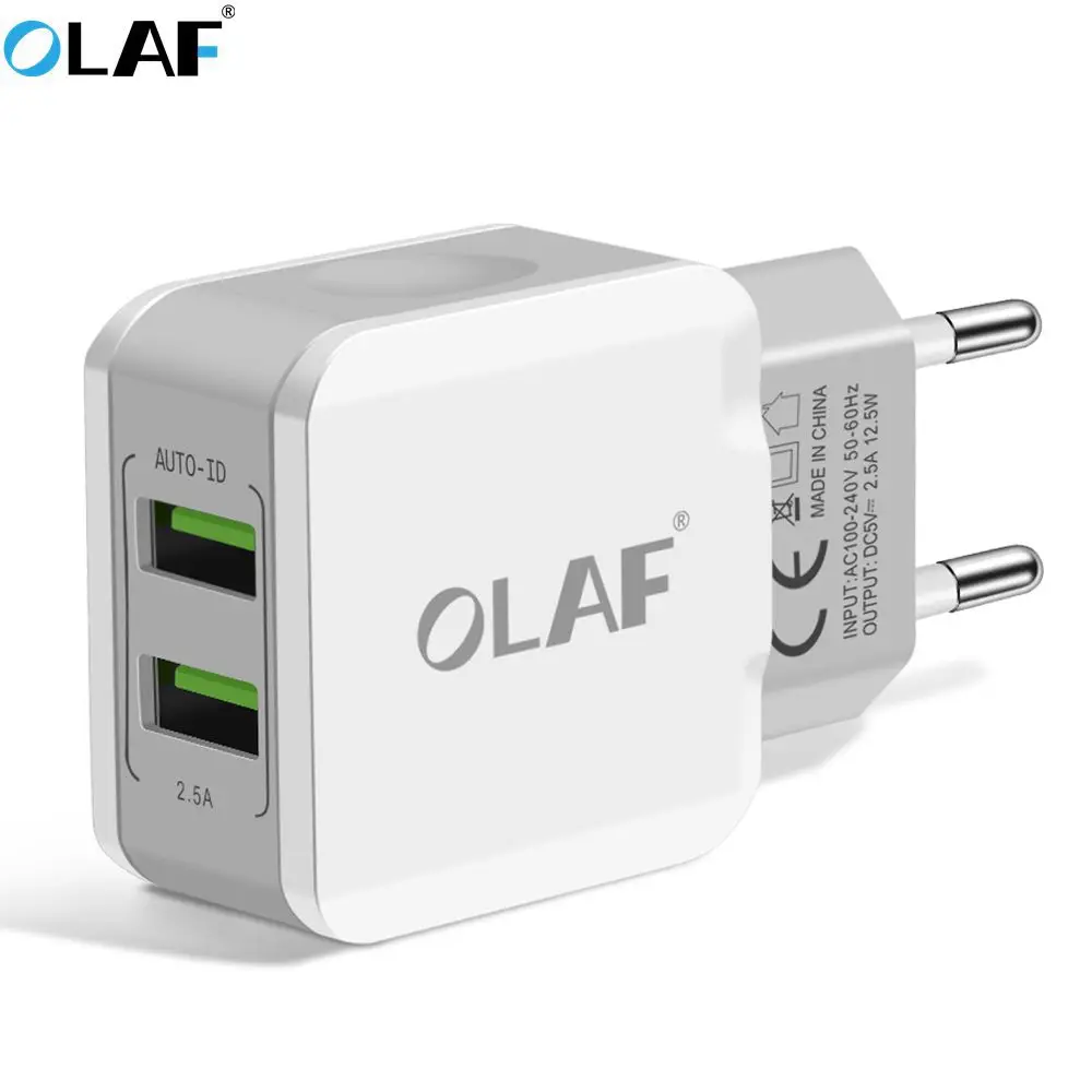 Универсальное USB зарядное устройство OLAF умный дорожный адаптер 5 В 2 А настенное