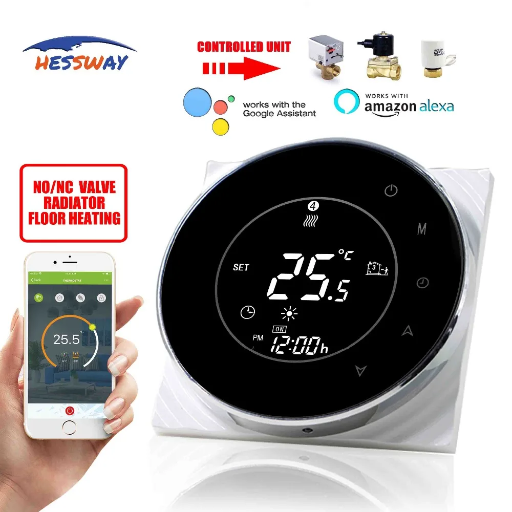 HESSWAY TUYA излучающий подогрев пола NC/NO WIFI термостат Электрический привод для google home