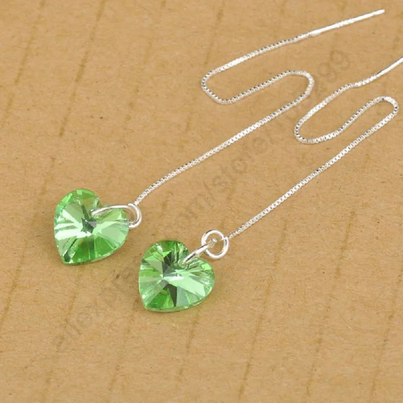 Fast Free Shipping Green Austrian Crystal Heart 925 Sterling Silver Thread Box Line Chains Earrings Jewelry Fashion Gift
Fast Free Shipping Green Austrian Crystal Heart 925 Sterling Silver Thread Box Line Chains Earrings Jewelry Fashion Gift