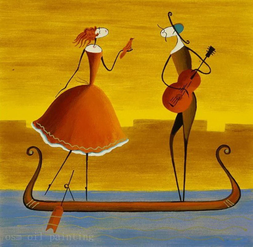 Hand Painted Modern Abstract People Portrait Oil Painting on Canvas Handmade Couple Musician Play the Violin in the Boat View
Hand Painted Modern Abstract People Portrait Oil Painting on Canvas Handmade Couple Musician Play the Violin in the Boat View