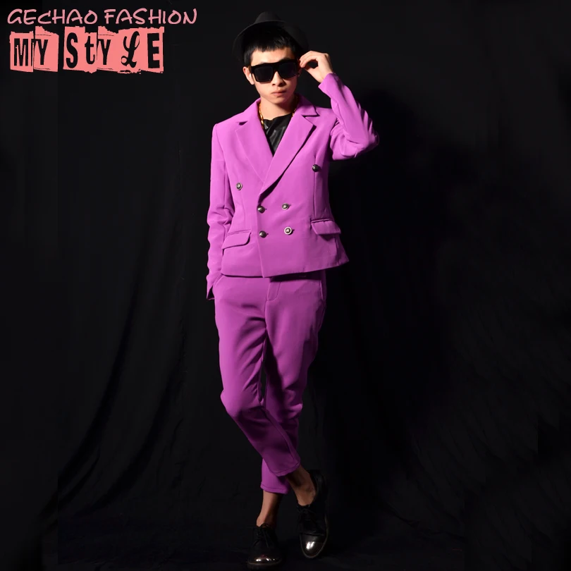 M-6X! The plus-size singer's costume 2018 A distinctive purple visual suit with accessories for the stage night bar
M-6X! The plus-size singer's costume 2018 A distinctive purple visual suit with accessories for the stage night bar