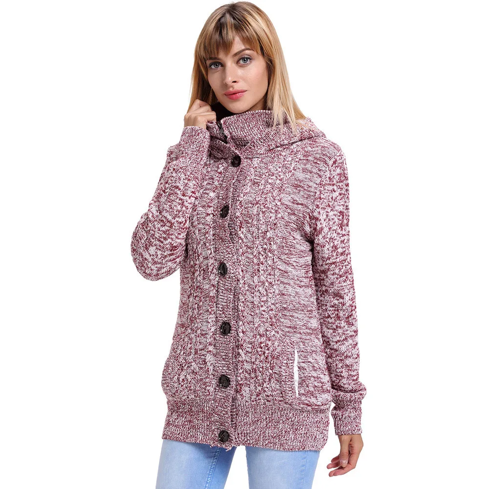 New Style Women's Pure Colour Cardigan Kintted With Button Casual Jacket Nooded Long Sleeves Lady's Coat
New Style Women's Pure Colour Cardigan Kintted With Button Casual Jacket Nooded Long Sleeves Lady's Coat