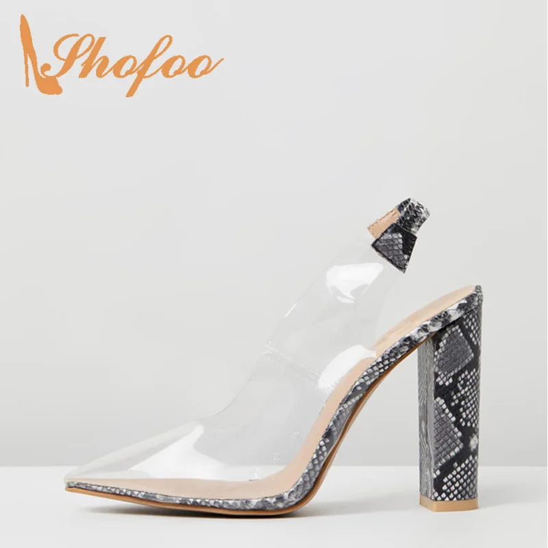 Slingbacks High Chunky Heels Pumps Summer Snakeskin PVC Pointed Toe Woman For Ladies Clear Shoes Dress Large Size 11 14 Fashion
Slingbacks High Chunky Heels Pumps Summer Snakeskin PVC Pointed Toe Woman For Ladies Clear Shoes Dress Large Size 11 14 Fashion