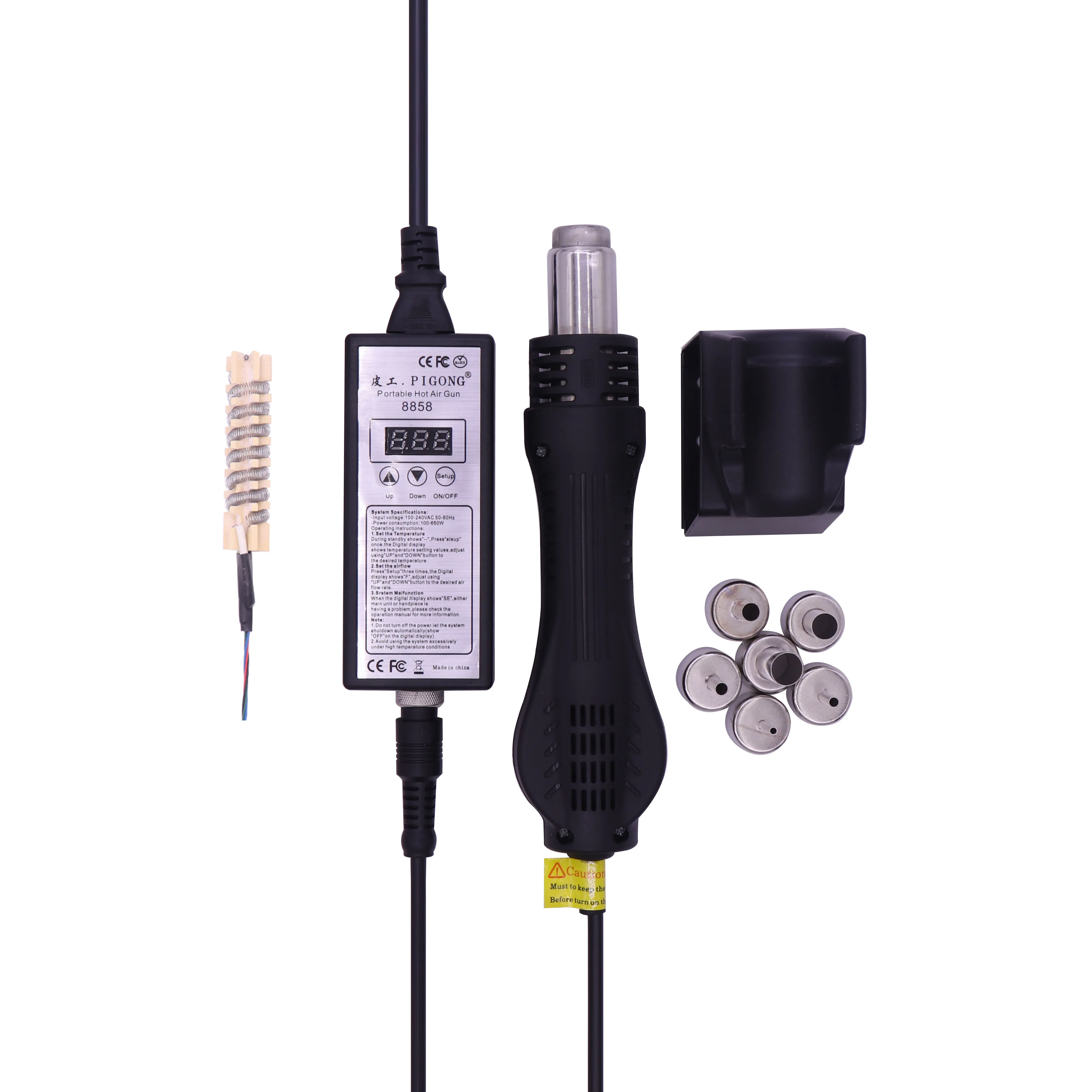PIGONG 8858 US EU Portable BGA Rework Solder Station Hot Air Blower Heat Gun PIGONG8858+Heater
PIGONG 8858 US EU Portable BGA Rework Solder Station Hot Air Blower Heat Gun PIGONG8858+Heater