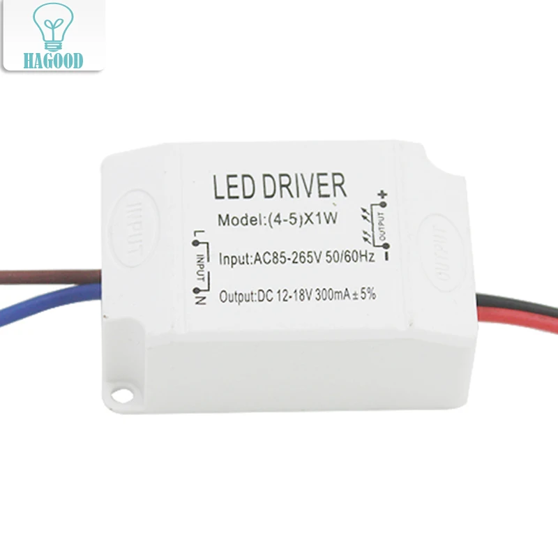 4-5 Вт LED Пластик драйвер Питание адаптер dc12-18v AC85-265 В постоянный ток 300ma