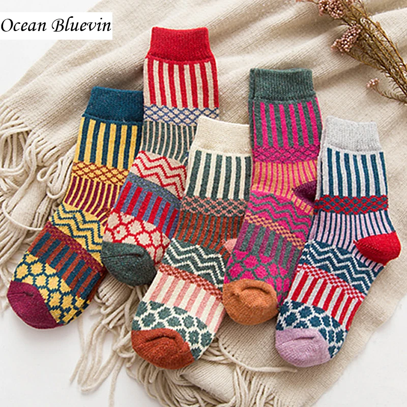 Ocean Bluevin Autumn Winter Advanced Quality Thick Rabbit Wool Warm Women's Socks Vertical Stripes Literature Arts Cashmere Sock
Ocean Bluevin Autumn Winter Advanced Quality Thick Rabbit Wool Warm Women's Socks Vertical Stripes Literature Arts Cashmere Sock