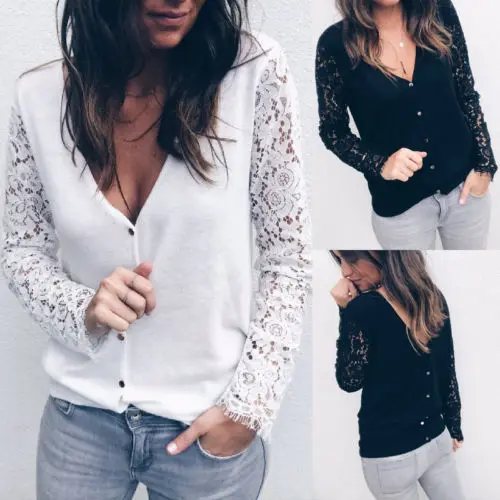 2019 Autumn Fashion Women noble Lady Summer Long Sleeve Lace Loose Casual Blouse Tops Shirt
2019 Autumn Fashion Women noble Lady Summer Long Sleeve Lace Loose Casual Blouse Tops Shirt