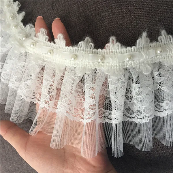 5yds White Pleated Mesh Lace Trim Fabric Pearl Beaded Lace Ribbon For DIY Sewing Cuffs Skirt Home Wedding Decoration Accessories
5yds White Pleated Mesh Lace Trim Fabric Pearl Beaded Lace Ribbon For DIY Sewing Cuffs Skirt Home Wedding Decoration Accessories
