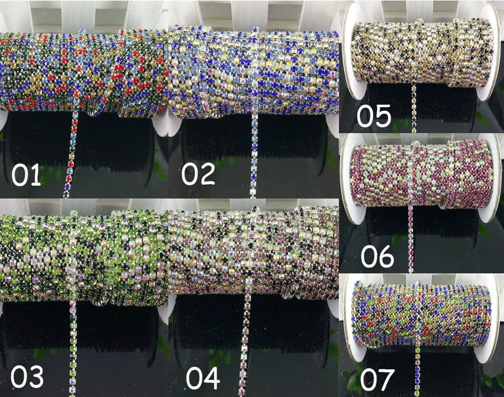 10yards SS10 2.6mm colorized rhinestone + clear ab mix Crystal glass Rhinestone chain Compact Silver chain for phone, cup, mouse
10yards SS10 2.6mm colorized rhinestone + clear ab mix Crystal glass Rhinestone chain Compact Silver chain for phone, cup, mouse