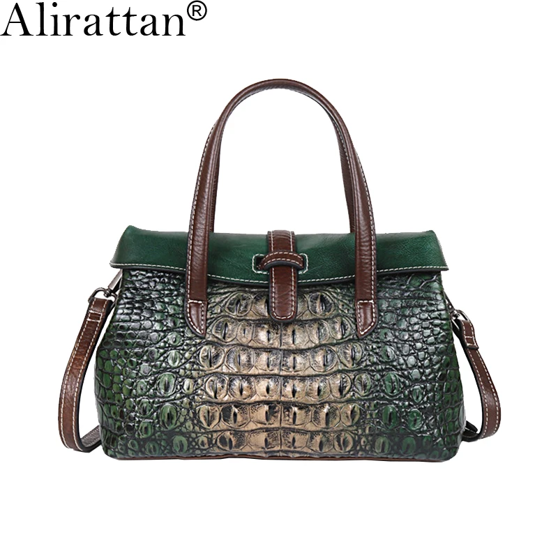 Alirattan Retro Genuine Leather Crocodile Pattern Handbag Women High quality Shoulder Messenger Bag Lady Travel Tote INS H302
Alirattan Retro Genuine Leather Crocodile Pattern Handbag Women High quality Shoulder Messenger Bag Lady Travel Tote INS H302