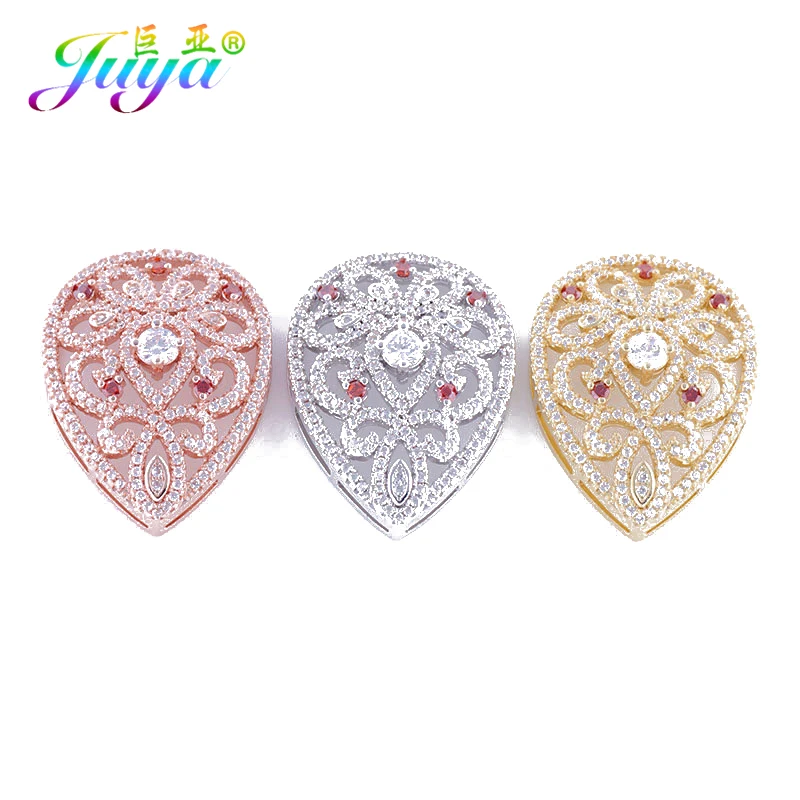 

Micro Pave Zircon Decoration Floating Flower Connector Pendants Accessories For Natural Stone Pearls Sweater Necklace DIY Making