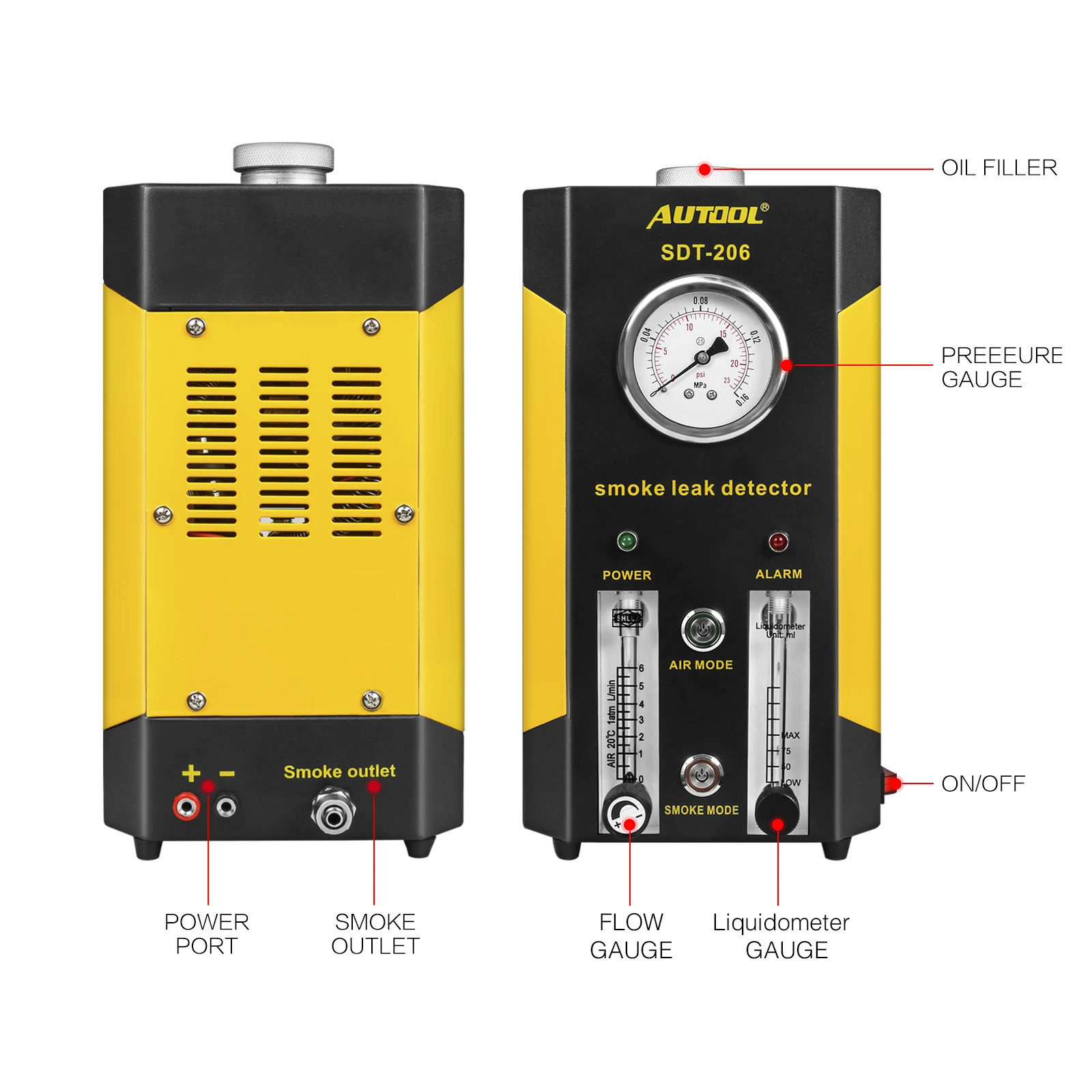 Upgrated версия Autool SDT206 дымовая Машина Автомобильный детектор утечки Топливопровод