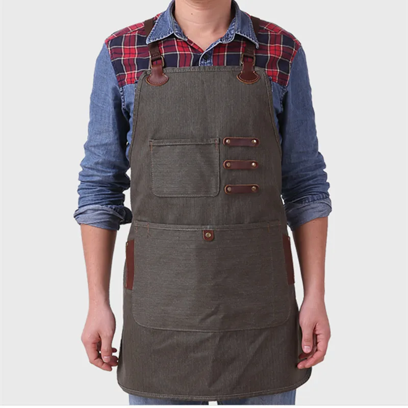 Solid Color Canvas Work Shop Apron Creative Genuine Leather Waterproof Bartender/Gardner Apron Towel Loop Carpenter Apron
Solid Color Canvas Work Shop Apron Creative Genuine Leather Waterproof Bartender/Gardner Apron Towel Loop Carpenter Apron