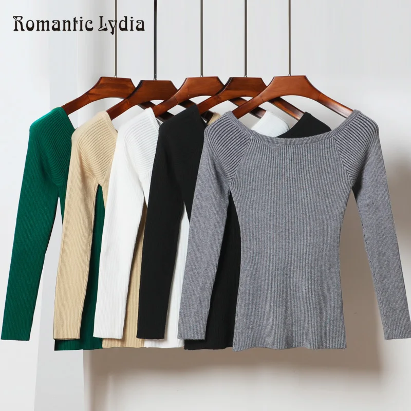 Autumn Women Knitted Sweaters Ladies Solid Color Pullovers High Elasticity Slim Warm Jumper Slash Neck Off Shoulder Sweater
Autumn Women Knitted Sweaters Ladies Solid Color Pullovers High Elasticity Slim Warm Jumper Slash Neck Off Shoulder Sweater