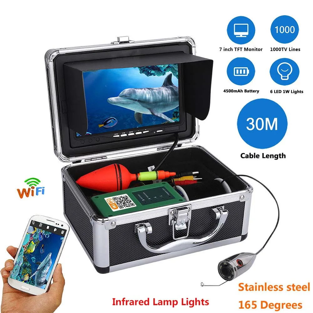 WiFi Underwater Fishing Camera Fish Finder for iOS for Android 7" Color Monitor 15/ 30/50 m Cable 1000TVL Camear Fishfinder
WiFi Underwater Fishing Camera Fish Finder for iOS for Android 7" Color Monitor 15/ 30/50 m Cable 1000TVL Camear Fishfinder