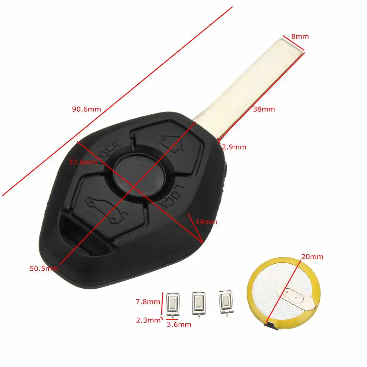 3 BUTTON Diamond Remote Key Fob Case Full Repair Kit + Battery For BMW E46 3 5 7 Z3
3 BUTTON Diamond Remote Key Fob Case Full Repair Kit + Battery For BMW E46 3 5 7 Z3