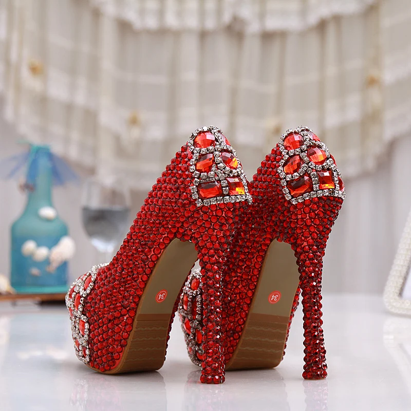 2016 High Popular Bridal Wedding Dress Shoes Fashion Crystal High Heels Lady Prom Shoes Red Rhinestone Pumps Women's Party Shoes
2016 High Popular Bridal Wedding Dress Shoes Fashion Crystal High Heels Lady Prom Shoes Red Rhinestone Pumps Women's Party Shoes