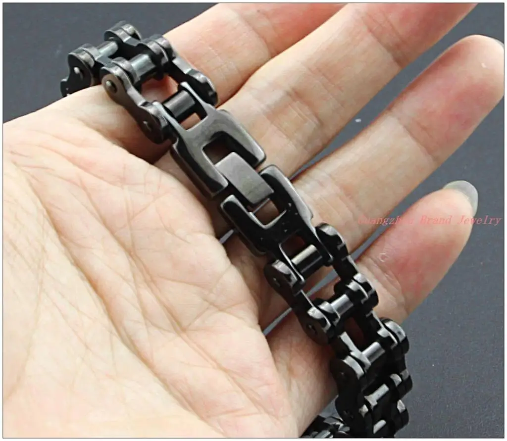 9"*11mm 70g Top Design Male Bracelet 316L Stainless Steel Black Bicycle Chain Biker Jewelry Men Boy Bracelet Bangle High Quality
9"*11mm 70g Top Design Male Bracelet 316L Stainless Steel Black Bicycle Chain Biker Jewelry Men Boy Bracelet Bangle High Quality