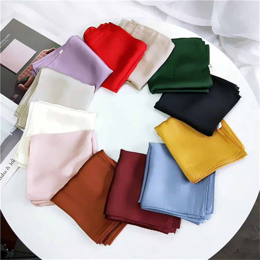 Women Fashion Bag Scarf Luxury Brand Plain Solid Square Hijab Silky Satin Shawl Scarves Foulard Headband Wrap Neck Snood 70x70Cm
Women Fashion Bag Scarf Luxury Brand Plain Solid Square Hijab Silky Satin Shawl Scarves Foulard Headband Wrap Neck Snood 70x70Cm