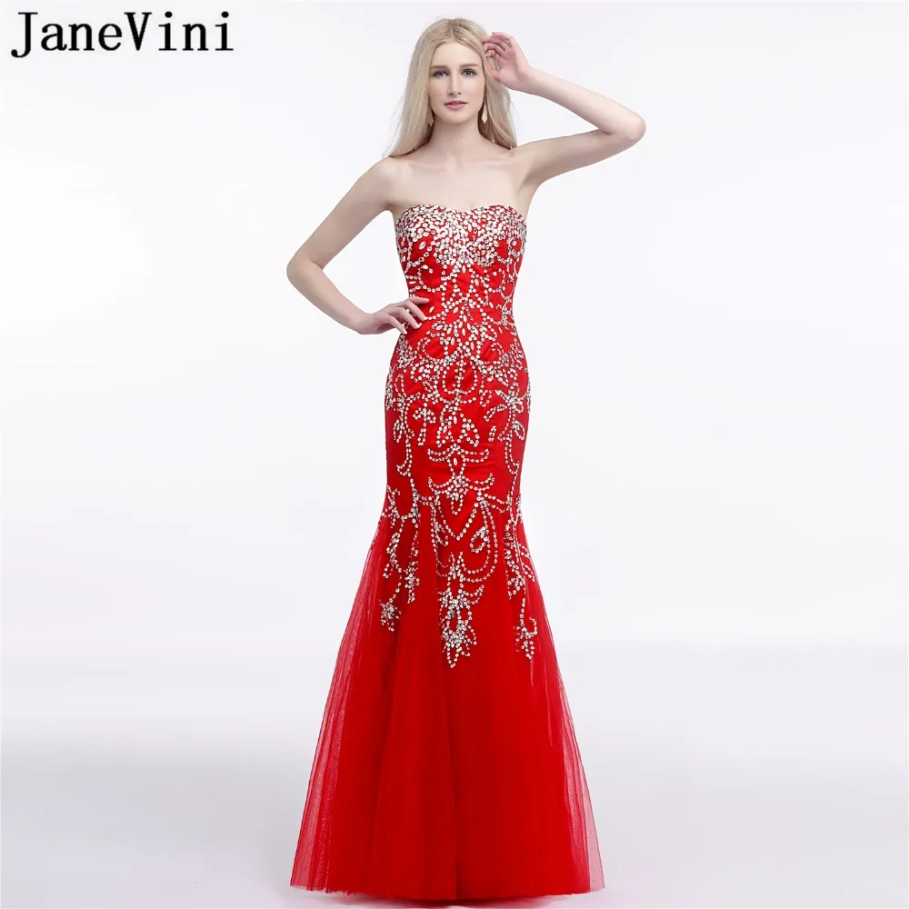 JaneVini Luxury Tulle Red Mermaid Evening Dresses Long Plus Size Sweetheart Sparkle Heavy Beaded Backless Vestido Largo De Noche
JaneVini Luxury Tulle Red Mermaid Evening Dresses Long Plus Size Sweetheart Sparkle Heavy Beaded Backless Vestido Largo De Noche