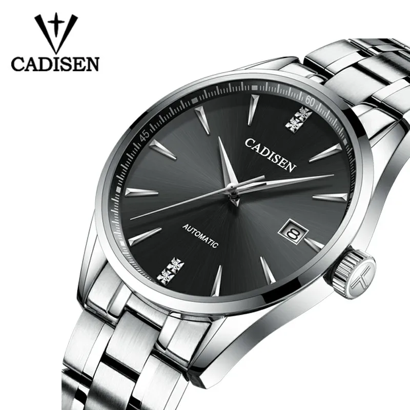 

CADISEN Movt NH35 Watch Men Brand Dress Fashion Stainless Steel Mechanical Wristwatch Relogio Masculino 5ATM Waterproof C1033