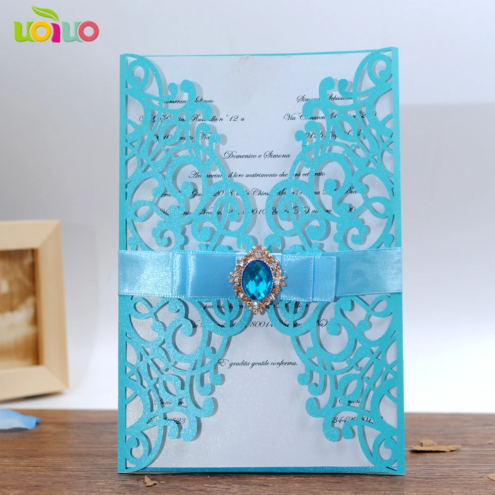 DIY 25set free customize inc263 sky blue laser cut wedding invitation card+tied bow+big rhinestone+printing card+envelope seal
DIY 25set free customize inc263 sky blue laser cut wedding invitation card+tied bow+big rhinestone+printing card+envelope seal