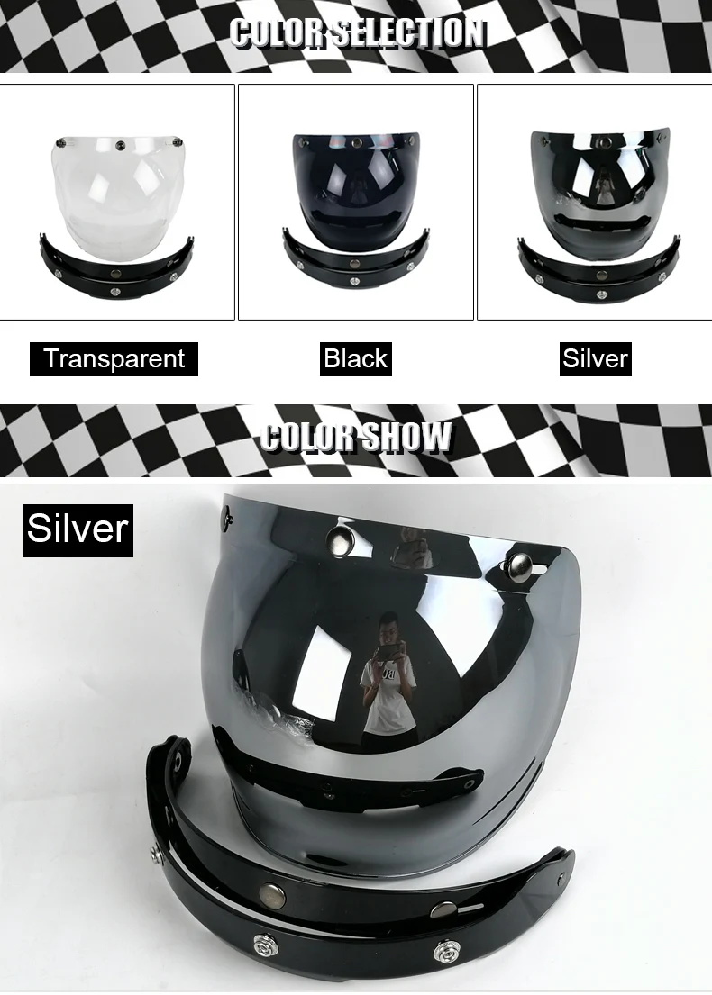 New Bubble Shield Visor Flip Up 3-Snap Viseira Volha 3/4 Open Face Helmet Glasses Vitage Motorcycle Helmet Lens glass
New Bubble Shield Visor Flip Up 3-Snap Viseira Volha 3/4 Open Face Helmet Glasses Vitage Motorcycle Helmet Lens glass
