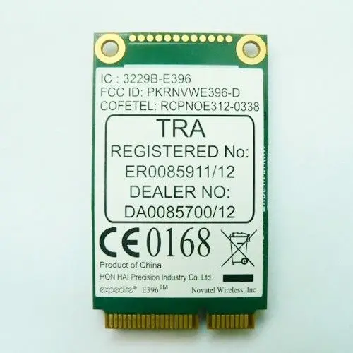 E396 Wireless 3G WWAN Broadband Mini PCIe HSPA +/EV-DO EDGE WCDMA Wireless Modul Card Gobi3000 FOR Dell DW5630 5323 2120 M4600
E396 Wireless 3G WWAN Broadband Mini PCIe HSPA +/EV-DO EDGE WCDMA Wireless Modul Card Gobi3000 FOR Dell DW5630 5323 2120 M4600