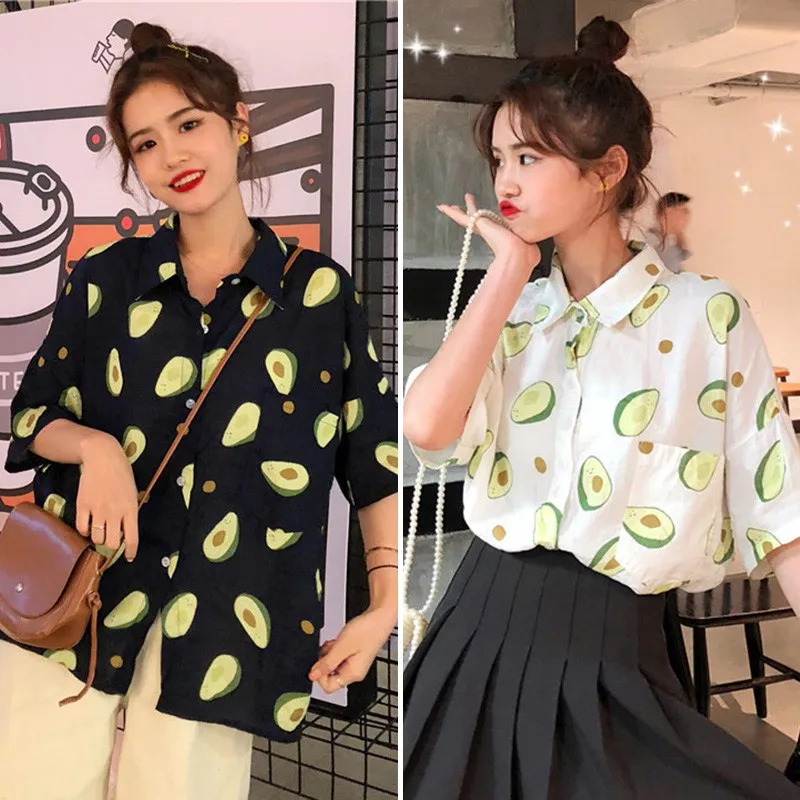 Summer Beach Short Sleeve Turn Down Collar Blouse Women Shirt Fruit Print Shirts Women Blouses Couple Casual Loose Blusas
Summer Beach Short Sleeve Turn Down Collar Blouse Women Shirt Fruit Print Shirts Women Blouses Couple Casual Loose Blusas