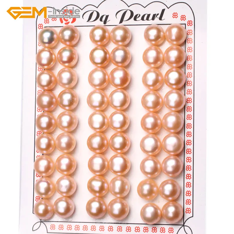 

Gem-inside 27 Pairs AAA Grade Half Drilled Freshwater Cultured Pearls Beads for earrings stud Jewelry Making 15'' DIY Jewellery