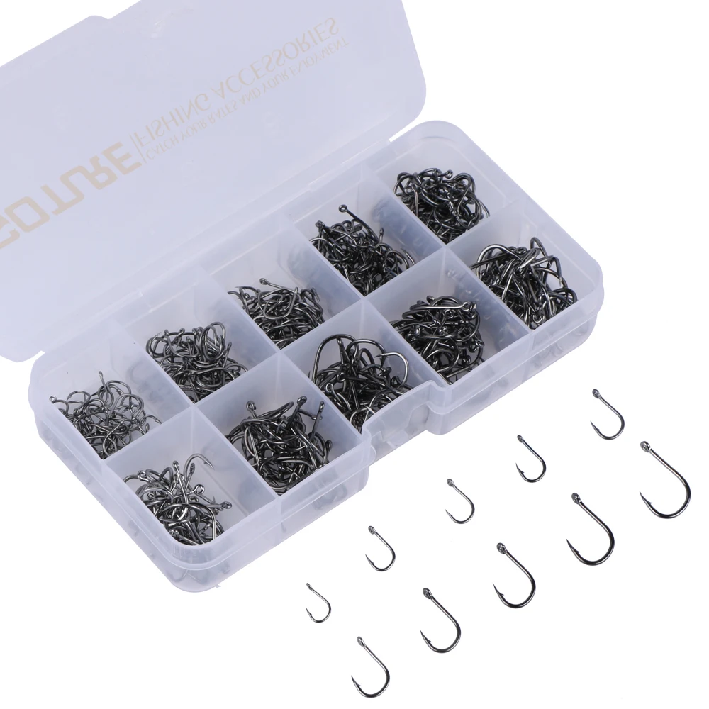 Goture 500pcs/box High Carbon Steel Fishing Hook Size #3-#12 Fishhooks Pack Carp Fishing Tackle
Goture 500pcs/box High Carbon Steel Fishing Hook Size #3-#12 Fishhooks Pack Carp Fishing Tackle