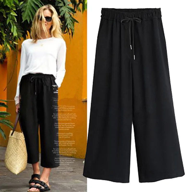Free shipping plus size women wide leg pants female Ankle-Length Pant elastic waist elastic cotton casaul trousers
Free shipping plus size women wide leg pants female Ankle-Length Pant elastic waist elastic cotton casaul trousers