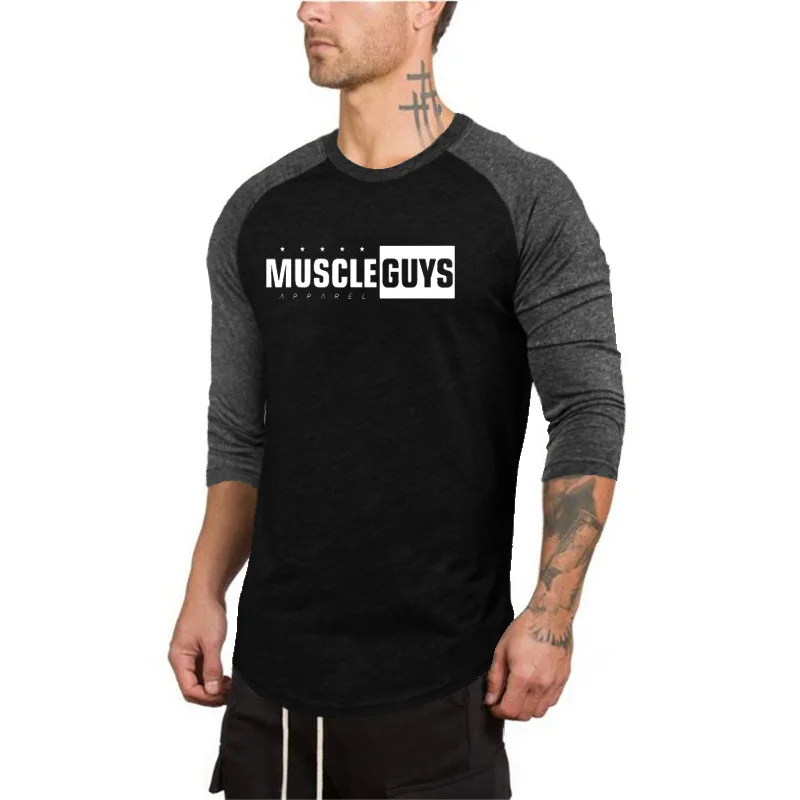 Muscleguys Mens Seven Quarter sleeve t shirt cotton Slim fit tshirt gyms Fitness Bodybuilding workout clothing Brand tee tops
Muscleguys Mens Seven Quarter sleeve t shirt cotton Slim fit tshirt gyms Fitness Bodybuilding workout clothing Brand tee tops