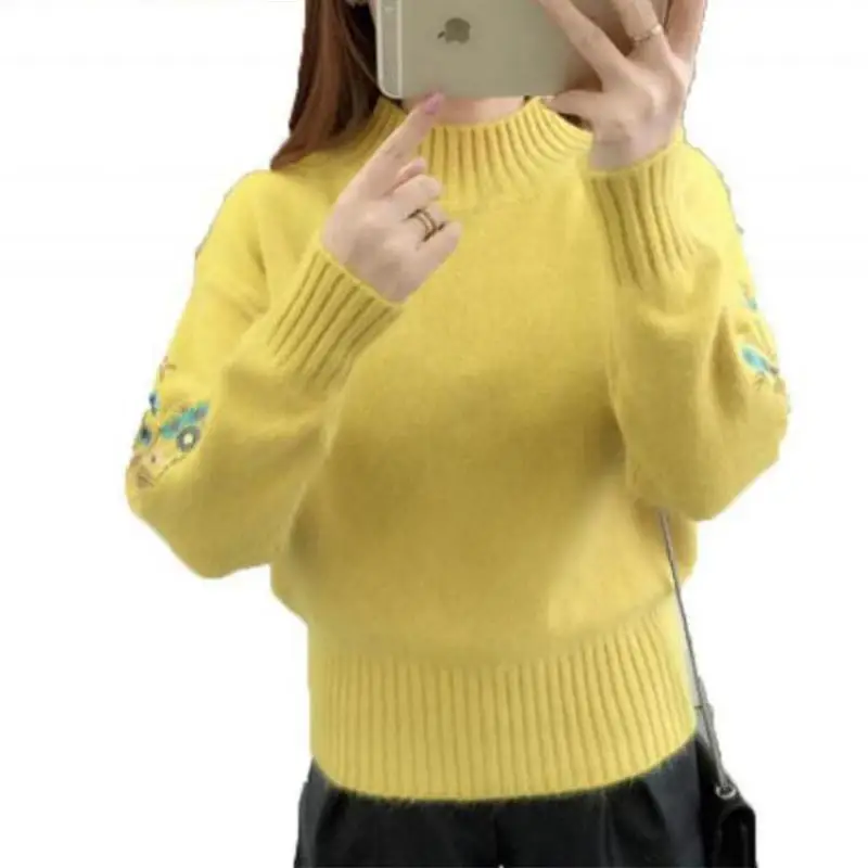 Women's Fashion Flowers Harajuku Sweater 2019 Small High Collar Casual Tops Long-sleeved Warm Sweater Embroidery Knit Pullover
Women's Fashion Flowers Harajuku Sweater 2019 Small High Collar Casual Tops Long-sleeved Warm Sweater Embroidery Knit Pullover
