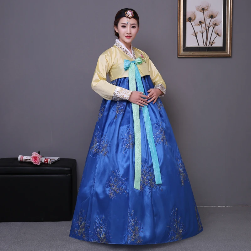 blue Embroidery korean traditional dress pink women cotton hanbok korean national costume stage performance aisa clothing
blue Embroidery korean traditional dress pink women cotton hanbok korean national costume stage performance aisa clothing