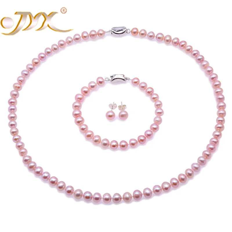 JYX 7-8 mm Pearl Jewelry Sets - Purple Jewelry Pearl Necklace Bracelet and Sterling Silver Earring Wedding Set
JYX 7-8 mm Pearl Jewelry Sets - Purple Jewelry Pearl Necklace Bracelet and Sterling Silver Earring Wedding Set
