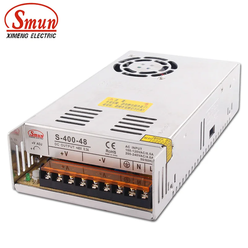 SMUN S-400-48 400W 48VDC 8.3A одиночный выход импульсный источник питания с CE ROHS китайский