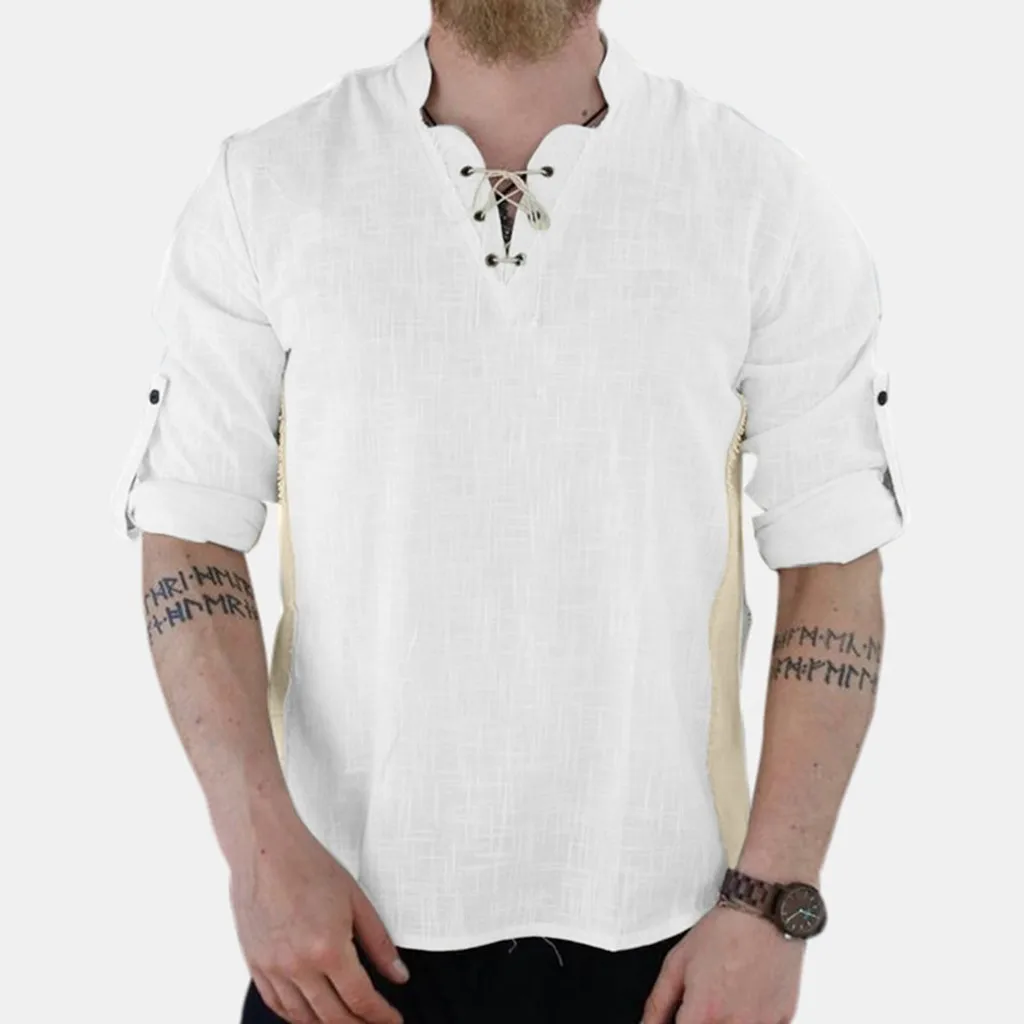 Фото Мужские рубашки мужские в стиле ретро из смески льна лоскутные с - купить