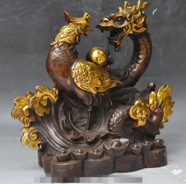Free shipping S03282 mark china bronze gilt fengshui dragon phoenix lucky wealth yuanbao money statue
Free shipping S03282 mark china bronze gilt fengshui dragon phoenix lucky wealth yuanbao money statue