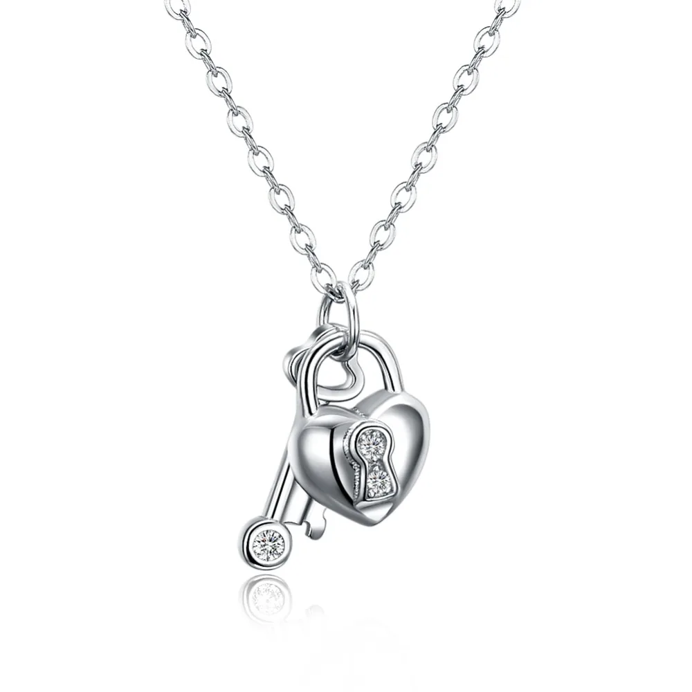 Classic 925 Sterling Silver CZ Key Lock Pendant Necklace Women Silver Cubic Zircon Necklace for Lady Love Festival Holiday Gift
Classic 925 Sterling Silver CZ Key Lock Pendant Necklace Women Silver Cubic Zircon Necklace for Lady Love Festival Holiday Gift