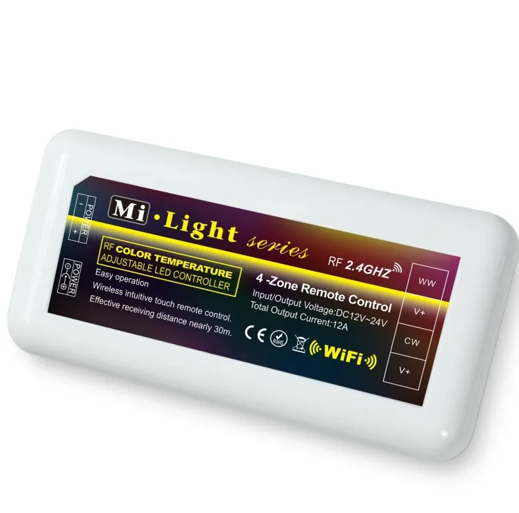 2.4GHZ 4-zone LED touch dimmer controlling receptor;used with 2.4GHZ WW/CW touch dimmer remote;6A*2CH output
2.4GHZ 4-zone LED touch dimmer controlling receptor;used with 2.4GHZ WW/CW touch dimmer remote;6A*2CH output