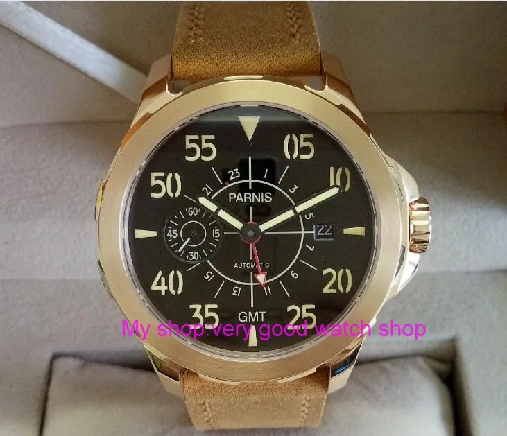 2017 new fashion PARNIS 45mm black dial ST2557 automatic Self-Wind movement men's watch GMT Mechanical watches 267 
2017 new fashion PARNIS 45mm black dial ST2557 automatic Self-Wind movement men's watch GMT Mechanical watches 267