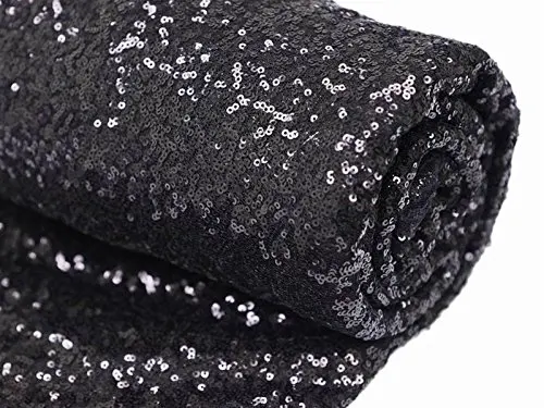 1 м черный блесток Ткань на дворе скатерть лен настольная дорожка|sequin tablecloth|tablecloth