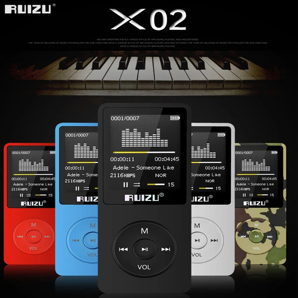 Mp3-плеер RUIZU X02, музыкальный mp3-плеер с кнопкой, mp3 Micro SD карта 64 ГБ, подходит к PLAYFX AVI WMA JPG BMP TXT WAV TFT-экрану, 20 языков
Mp3-плеер RUIZU X02, музыкальный mp3-плеер с кнопкой, mp3 Micro SD карта 64 ГБ, подходит к PLAYFX AVI WMA JPG BMP TXT WAV TFT-экрану, 20 языков