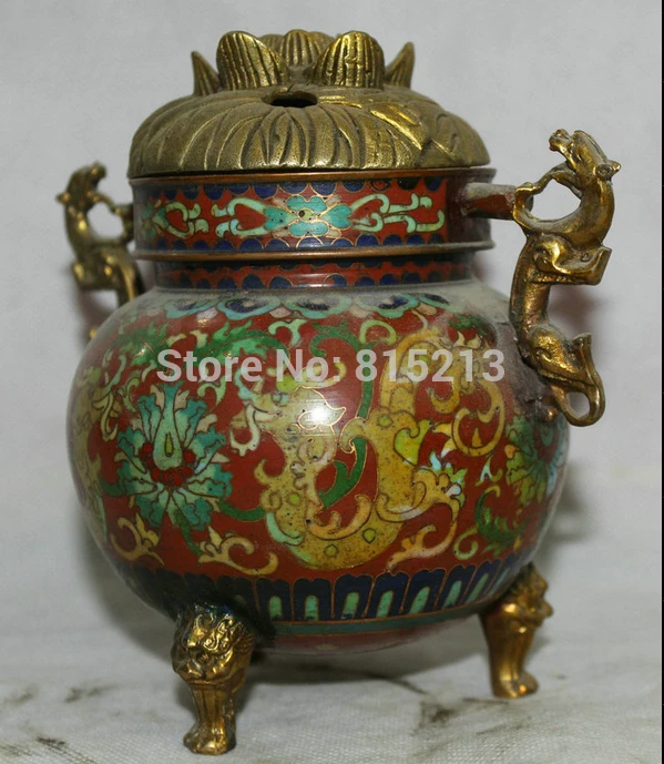 bi00968 5" China Cloisonne Bronze Gild Dragon Handle Lotus Flower Incense Burner Censer
bi00968 5" China Cloisonne Bronze Gild Dragon Handle Lotus Flower Incense Burner Censer